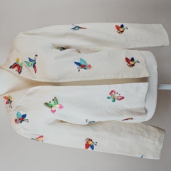 Peter Martin Linen Butterfly Blazer Lined Jacket Open Front Size 8 - Picture 9 of 9